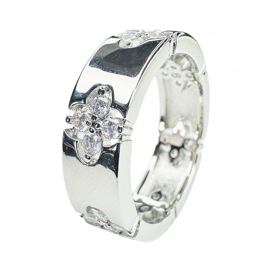 Ring Huomiota Herättävä elegant band ring 925 sterling silver with zirconia in white - Catch Get It Lifestyle