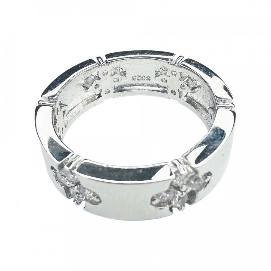 Ring Huomiota Herättävä eleganter Bandring 925 Sterling Silber mit Zirkonia in Weiß - Catch Get It Lifestyle