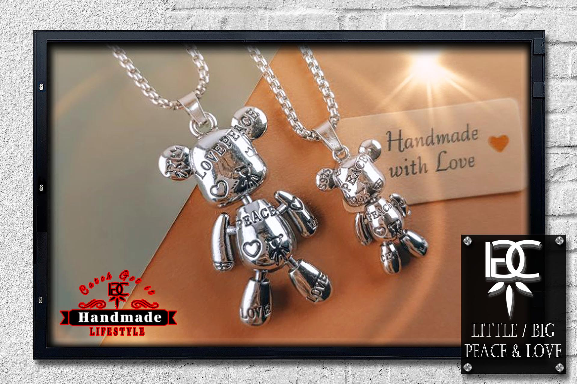 Halskette Big Peace and Love beweglicher Teddy