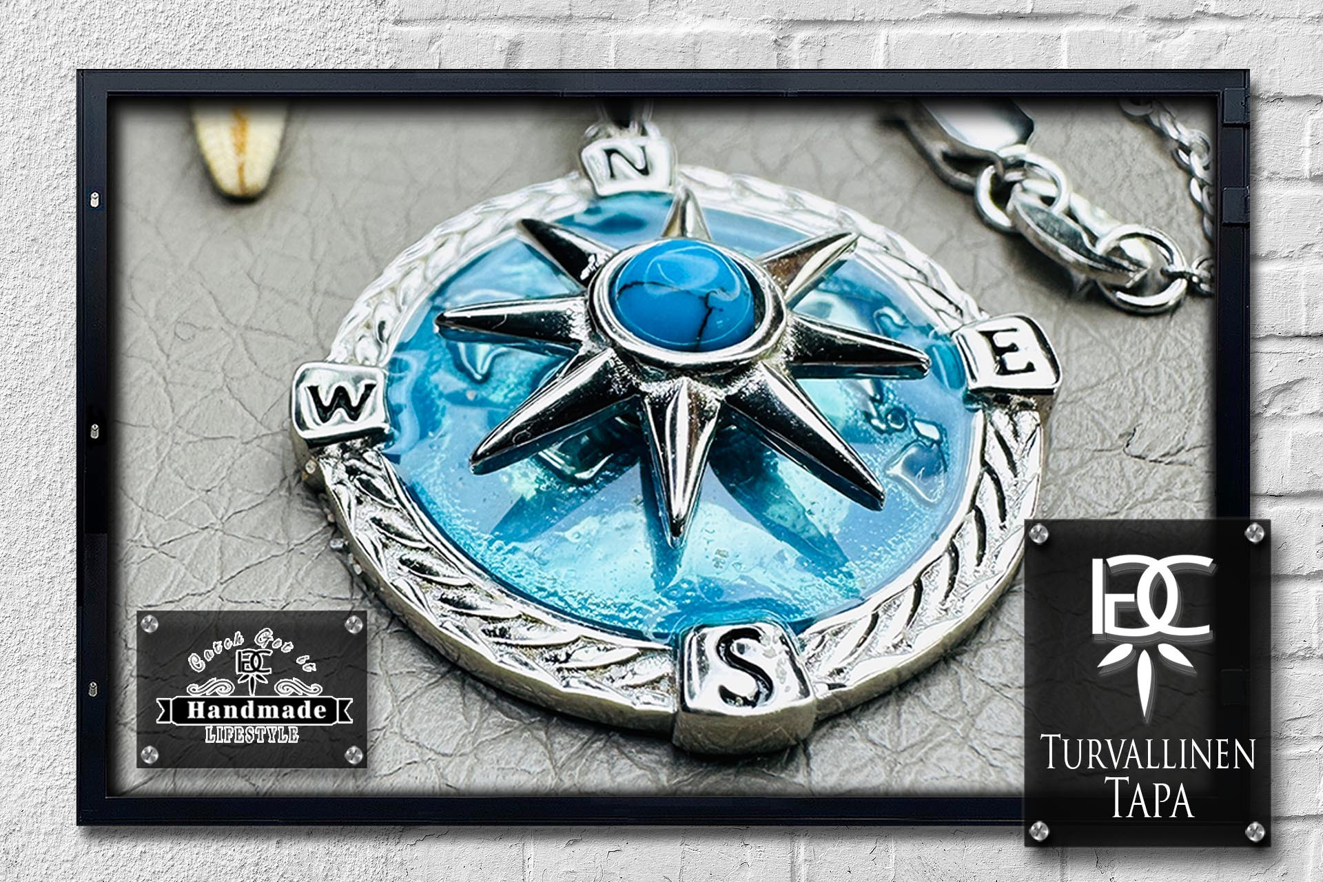 Halskette Turvallinen Tapa Kompass Weltkarte rotierbar