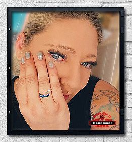 Ring Höyhenen Kevyt feather sterling silver enamelled with zirconia