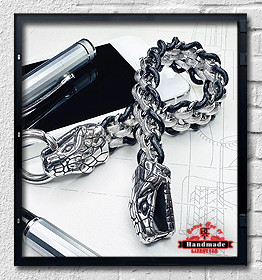 Armband Käärmevartijat Schlangenköpfe Leder und Edelstahl