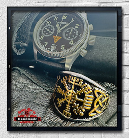 Ring Kultainen Etsintä Kompass Vegvisir Runen vergoldet Edition