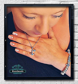 Halskette Sininen Meri Ankerkette Silber