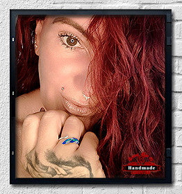 Ring Höyhenen Kevyt Feder Sterling Silber emailliert mit Zirkonia