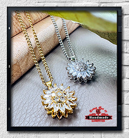 Halskette Auringonkukka Sonnenblume drehbar Zirkonia