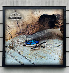 Halskette Kilpikonna Schildkröte blauen Opale