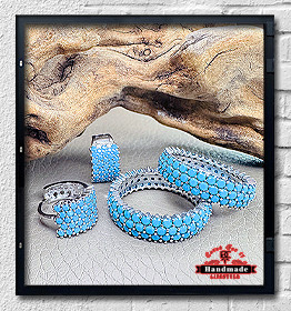 Ring Puhdasta Eleganssia Memory 925 Silber mit Türkis Steine